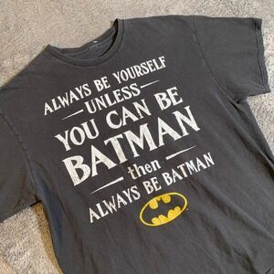 Batman Always Be Yourself Graphic T-Shirt Mens Charcoal Gray Short Sleeve L